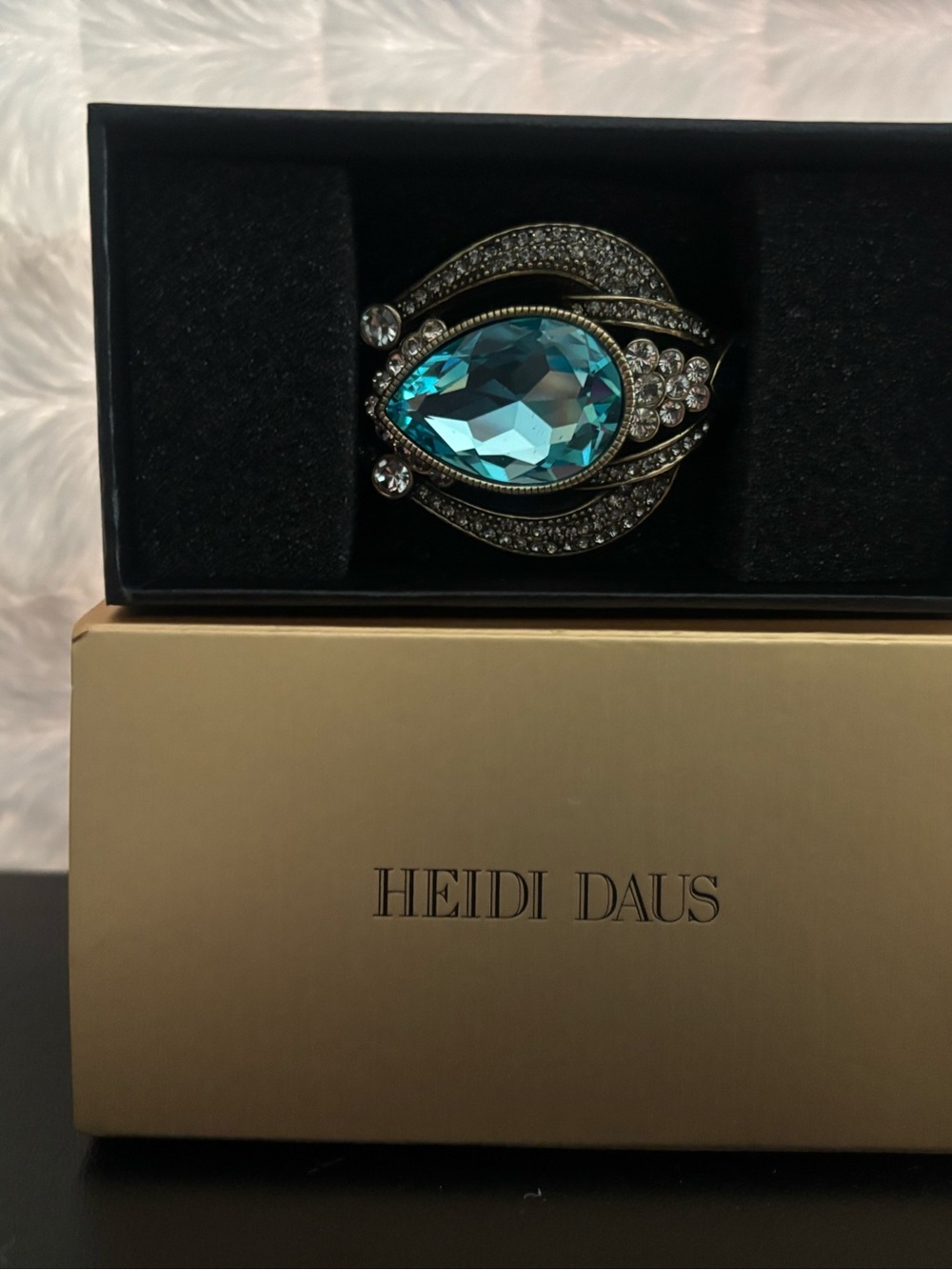 Heidi Daus Teal Crystal Statement Bracelet